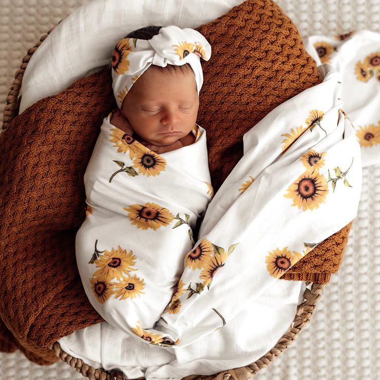 Jersey Wrap & Top Knot Set - Sunflower