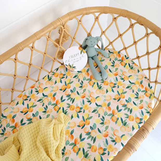 Fitted Bassinet Sheet | Change Pad Cover - Sunny Citrus