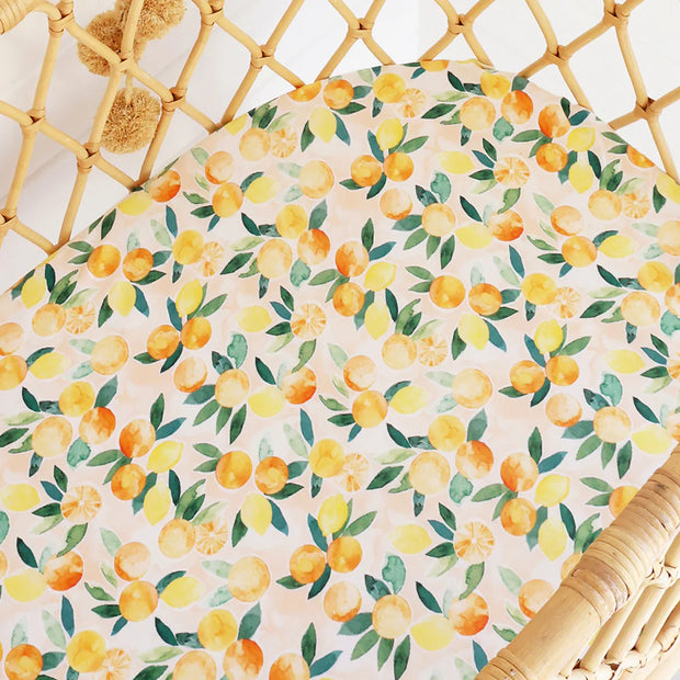 Fitted Bassinet Sheet | Change Pad Cover - Sunny Citrus