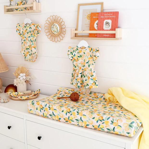 Fitted Bassinet Sheet | Change Pad Cover - Sunny Citrus