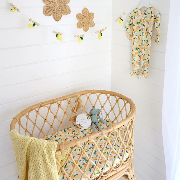 Fitted Bassinet Sheet | Change Pad Cover - Sunny Citrus