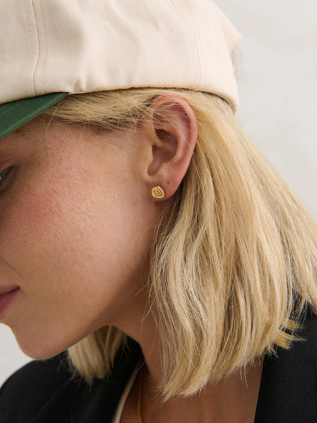 Swirl Stud Earrings - 18K Gold Plated