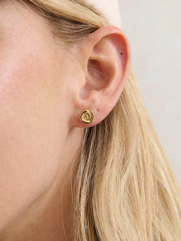 Swirl Stud Earrings - 18K Gold Plated