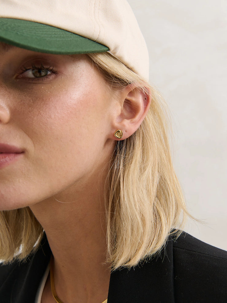 Swirl Stud Earrings - 18K Gold Plated