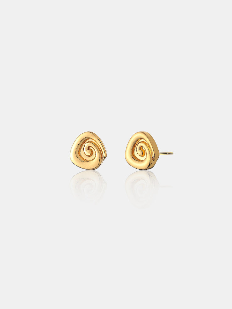 Swirl Stud Earrings - 18K Gold Plated