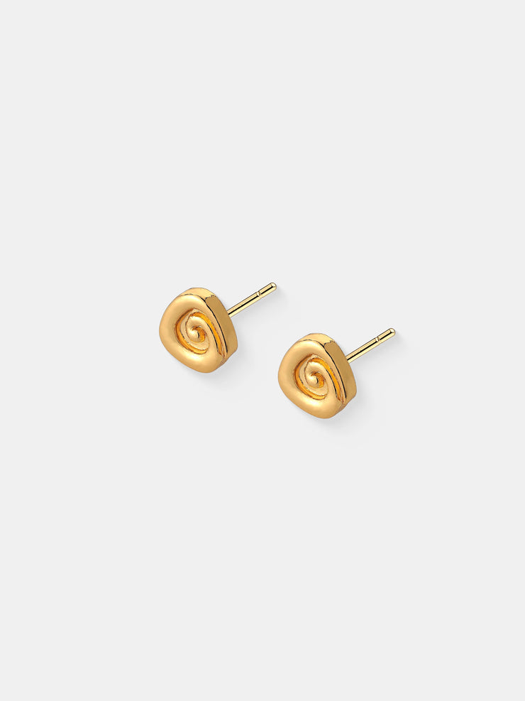 Swirl Stud Earrings - 18K Gold Plated