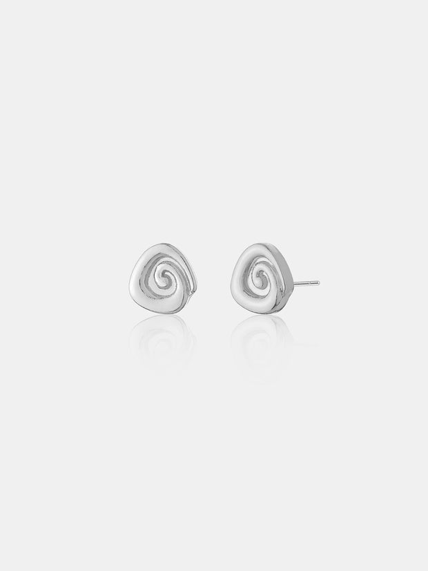 Swirl Stud Earrings - Sterling Silver Plated