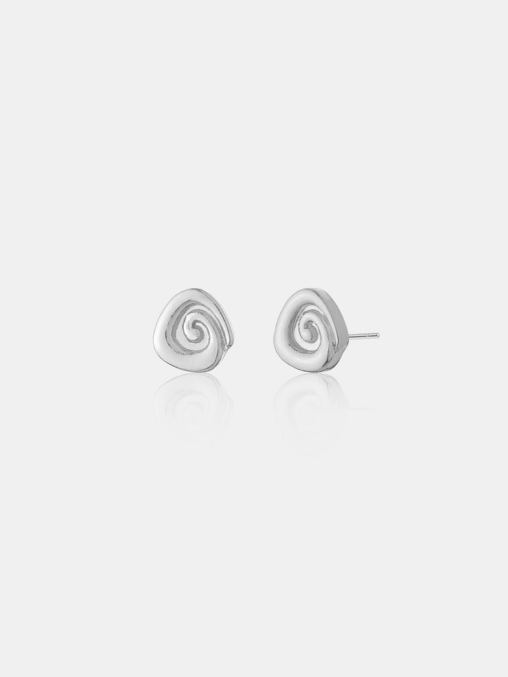 Swirl Stud Earrings - Sterling Silver Plated