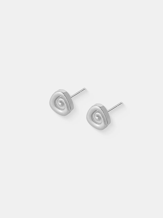 Swirl Stud Earrings - Sterling Silver Plated