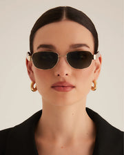 THE ADDISON - Gold Havana Tort-Green Sunglasses