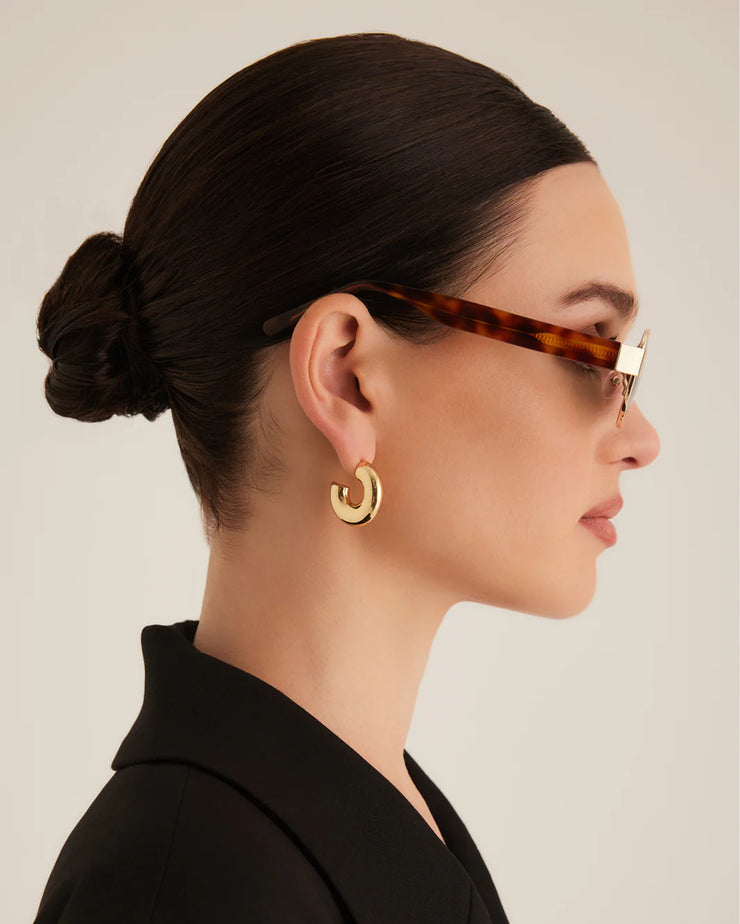 THE ADDISON - Gold Havana Tort-Green Sunglasses