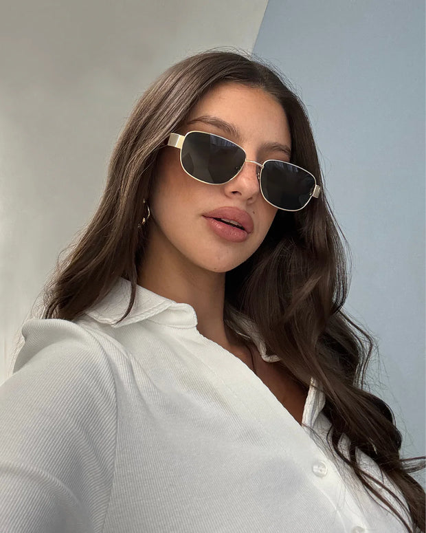 THE ADDISON - Gold Havana Tort-Green Sunglasses