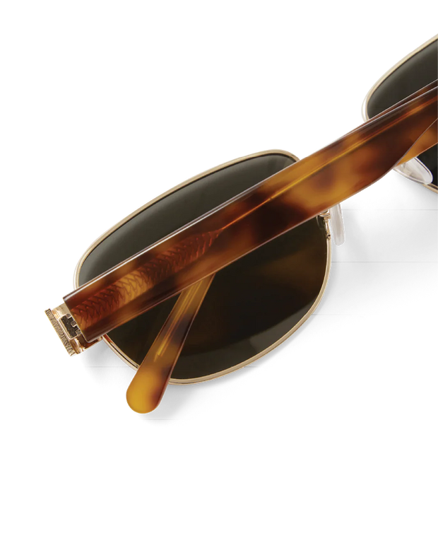 THE ADDISON - Gold Havana Tort-Green Sunglasses