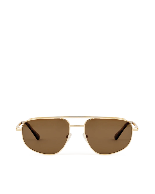 THE HALLE Gold Brown Sunglasses