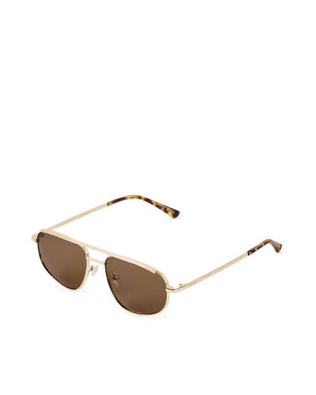 THE HALLE Gold Brown Sunglasses