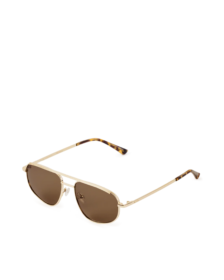 THE HALLE Gold Brown Sunglasses