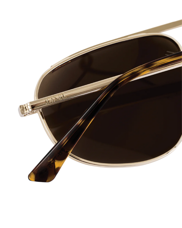 THE HALLE Gold Brown Sunglasses