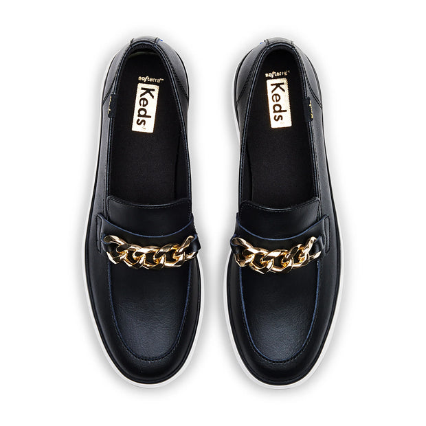 KEDS - Triple Deck Loafer Lug Leather Chain - Black/Gold