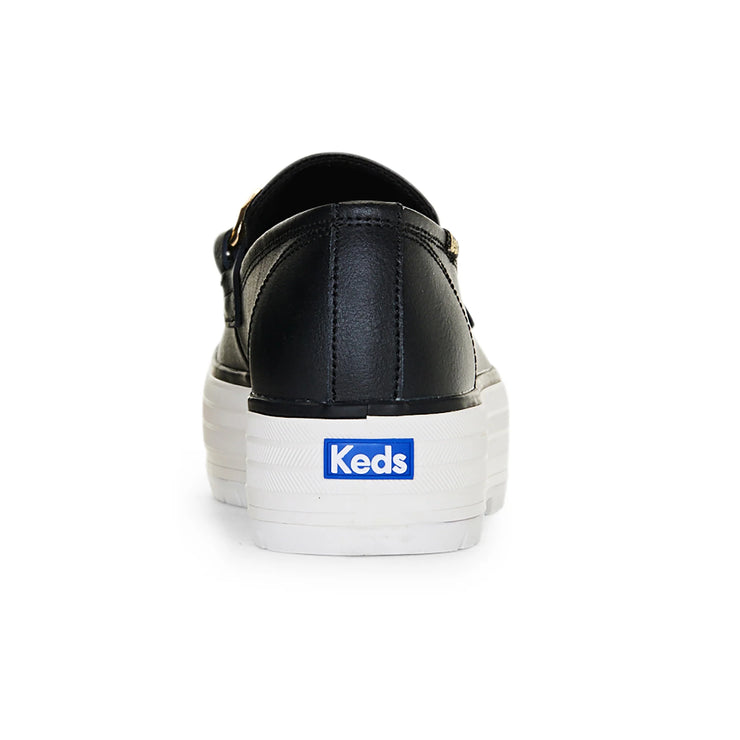 KEDS - Triple Deck Loafer Lug Leather Chain - Black/Gold
