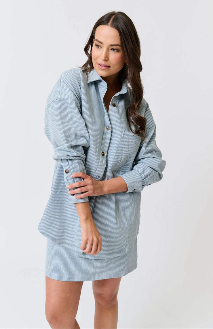 (PRE-ORDER) Tamika Shirt - Stripe Denim
