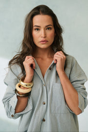 (PRE-ORDER) Tamika Shirt - Stripe Denim