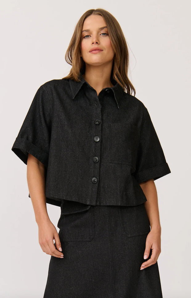 (PRE-ORDER) Tessa Shirt - Black Denim