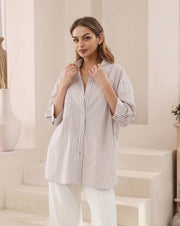 Tessa Shirt - Beige Stripe