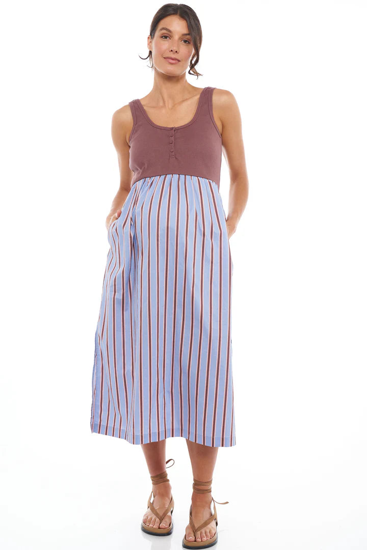 The Happening Dress - Brown/Pink Stripe