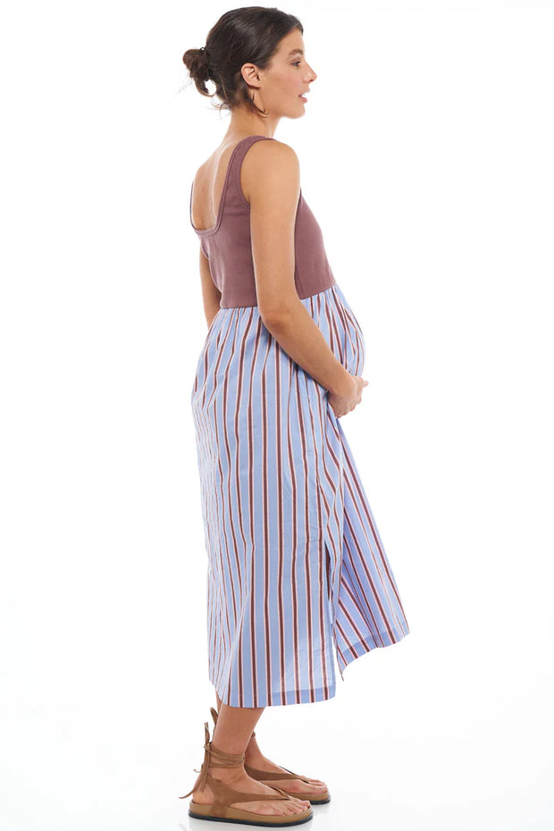 The Happening Dress - Brown/Pink Stripe