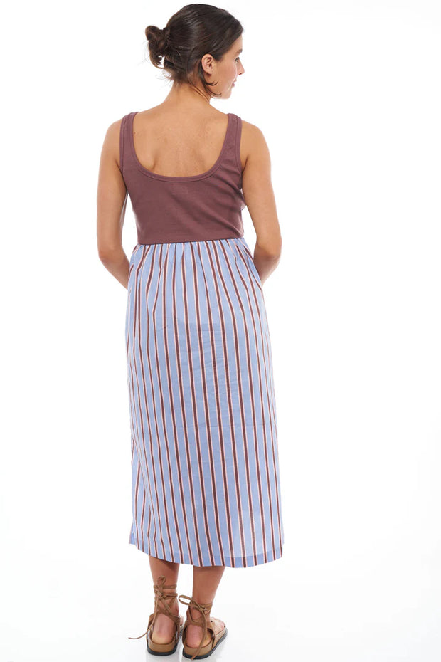 The Happening Dress - Brown/Pink Stripe