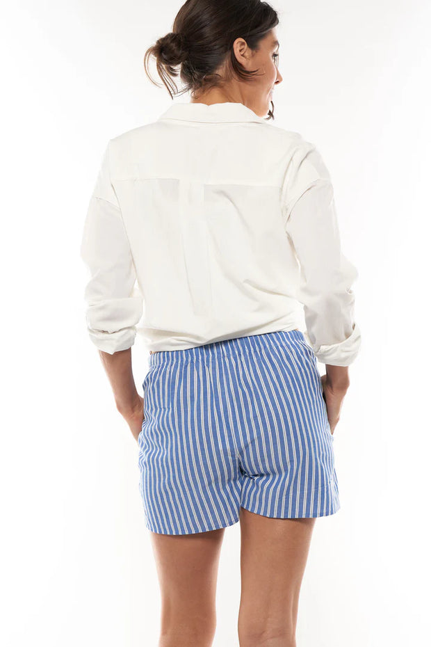 Time & Place Linen Short - Blue Stripe