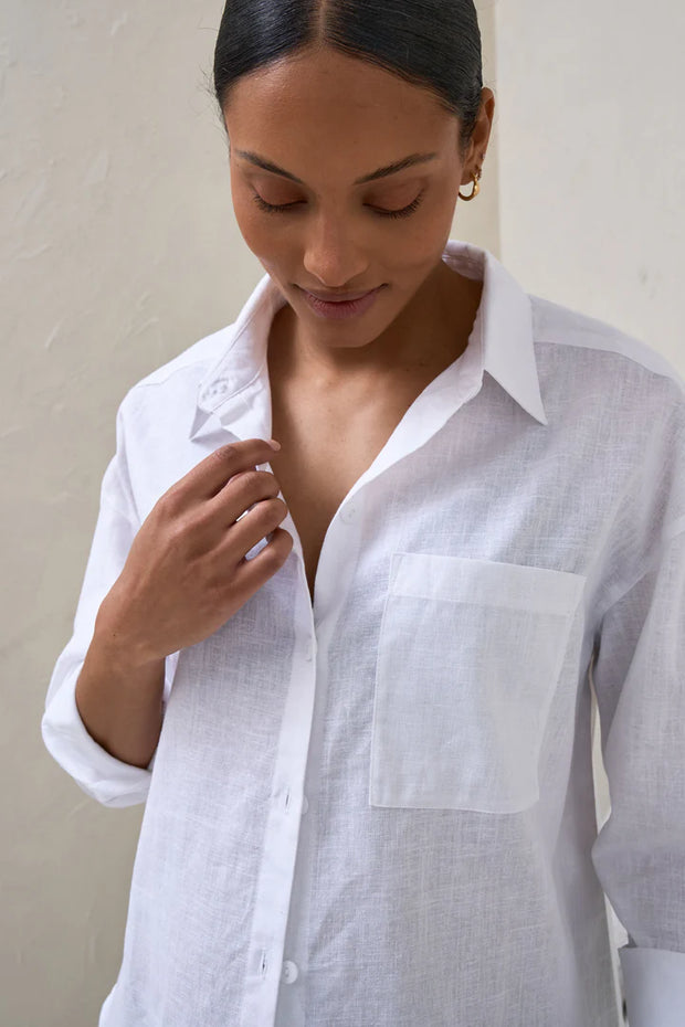 Timeless Relaxed Linen Shirt - White