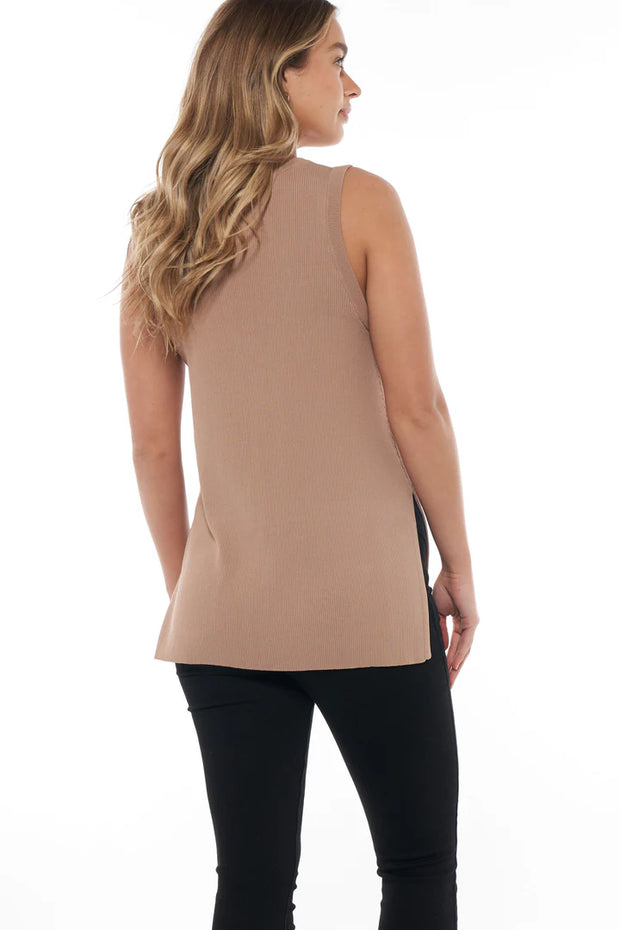 Up And Over Longline Tank - Camel