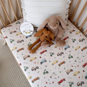Fitted Cot Sheet - Vintage Cars