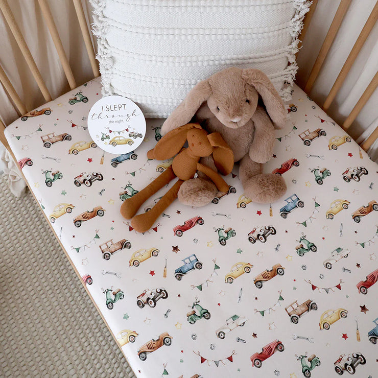 Fitted Cot Sheet - Vintage Cars