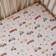 Fitted Cot Sheet - Vintage Cars