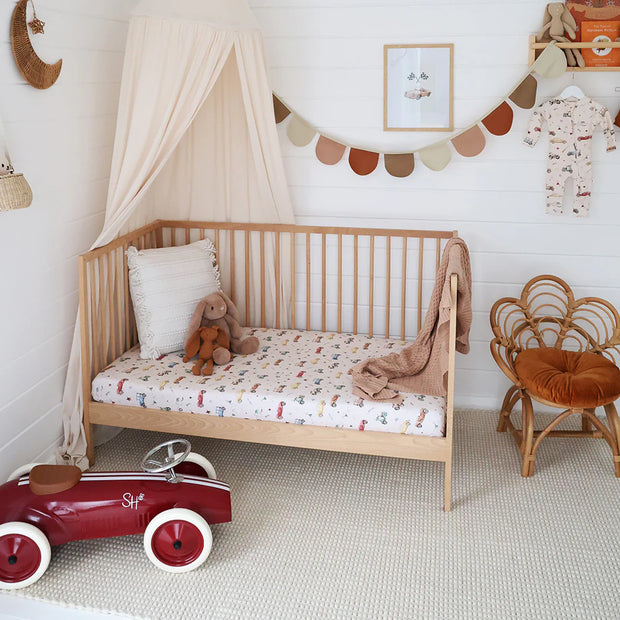 Fitted Cot Sheet - Vintage Cars