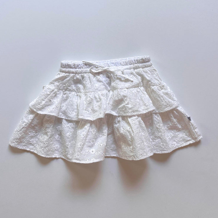 DUKES White Broderie Ruffle Skirt