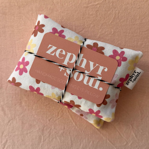 Eye Pillow - White + Pink Flowers