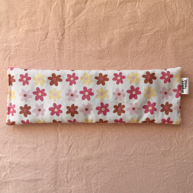 Eye Pillow - White + Pink Flowers