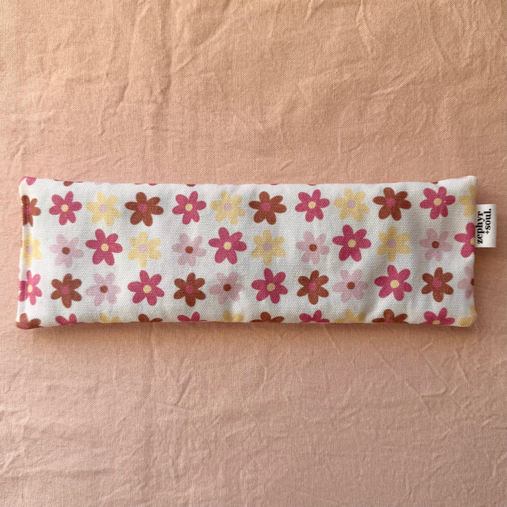 Eye Pillow - White + Pink Flowers