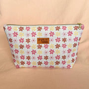 Makeup Bag Large - White + Pink Flowers
