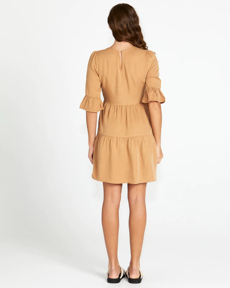 Willow Tiered Mini Dress - Tan