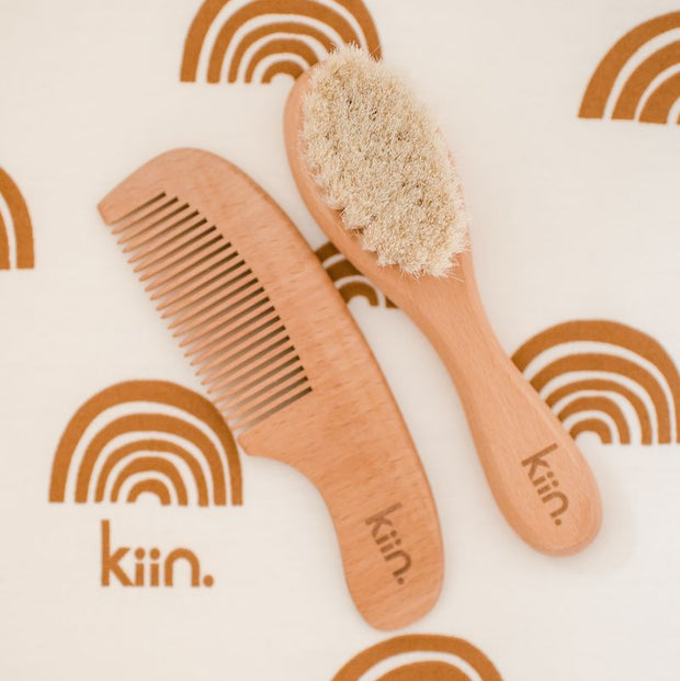 KiiN - Wooden Baby Brush + Comb Set