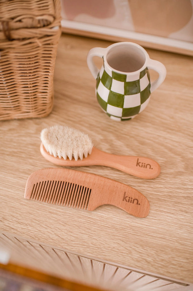 KiiN - Wooden Baby Brush + Comb Set