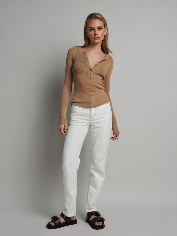BAYSE XAVIER Button Top - Latte