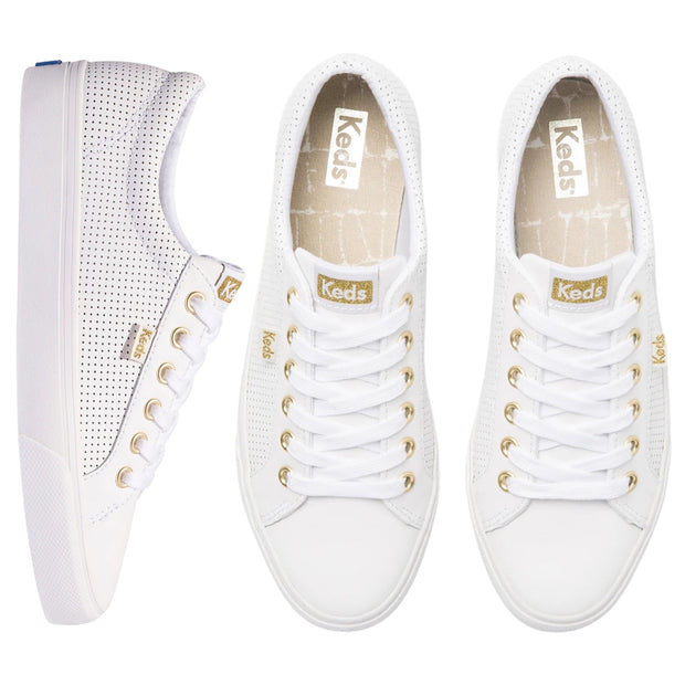KEDS - Jump Kick Perforated Leather White/Gold