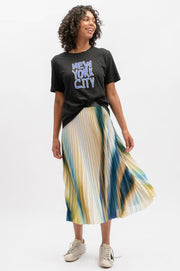 Lilian Pleat Skirt - Azure Multi