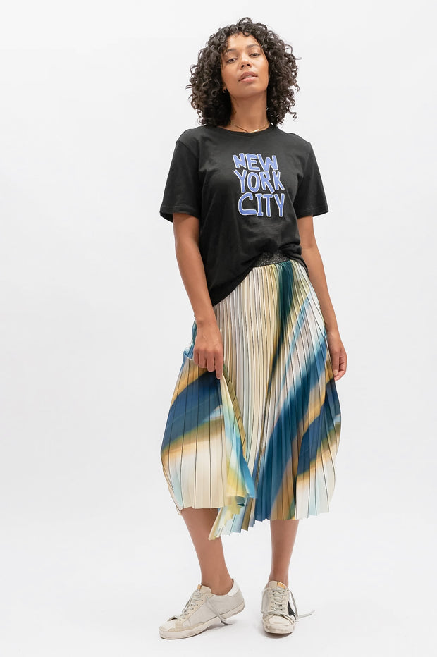 Lilian Pleat Skirt - Azure Multi