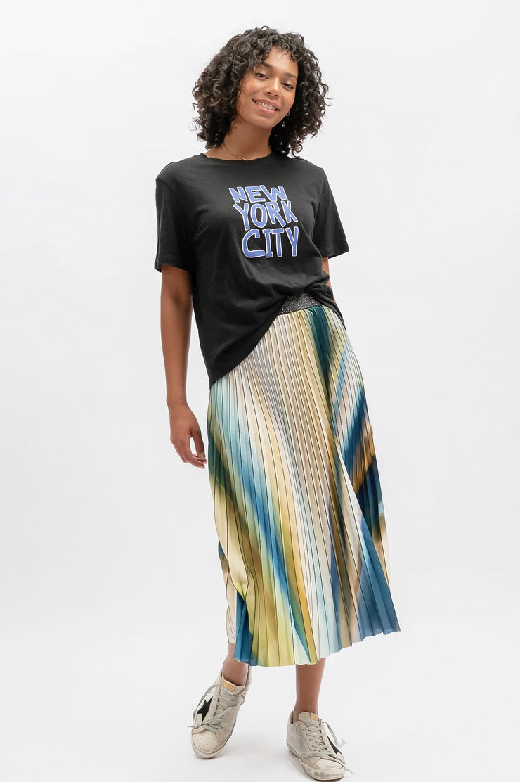 Lilian Pleat Skirt - Azure Multi